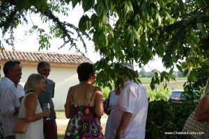Aperitifs under the trees at Chateau Feely